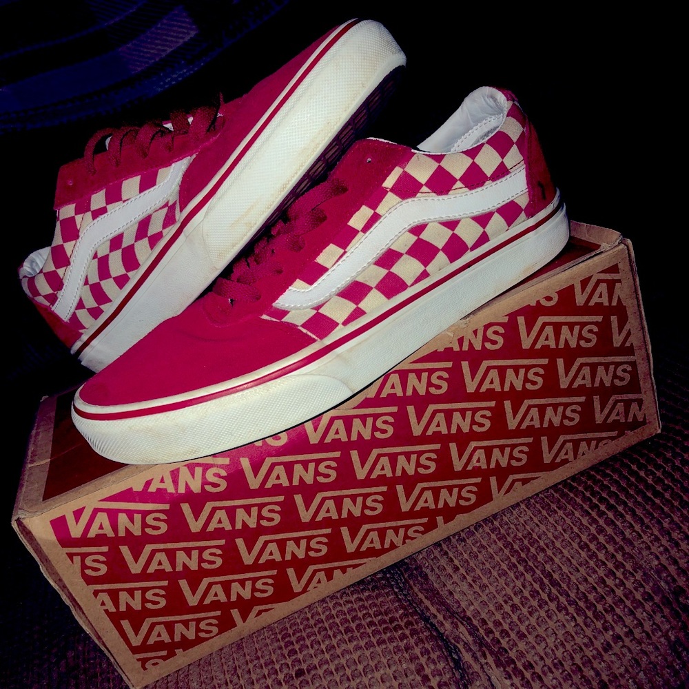 Old skool red and white checkered vans